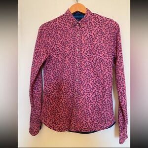 Scotch & Soda pink paisley dutton down mens shirt size small